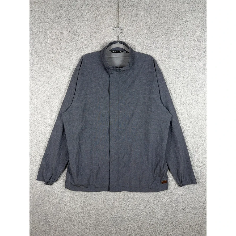 Travis Mathew Jacket Mens Sz 2XL Blue Plaid Golf Active Performance Stretch Zip‎